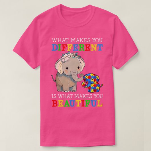 Wat maakt dat je verschillende ellephant mam-autis t-shirt (Design voorkant)