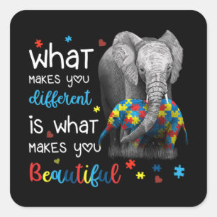 Wat maakt dat je verschillende ellephant mam-autis vierkante sticker