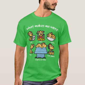 WAT MAAKT ME GELUKKIG Honden Doggie jongen retro T-shirt