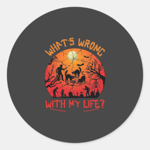 Wat Mis Is Leven Halloween Zwarte Katten Zombies G Ronde Sticker