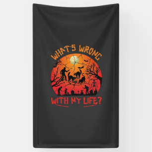 Wat Mis Is Leven Halloween Zwarte Katten Zombies G Spandoek