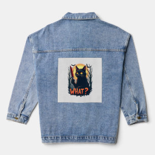 Wat Moorddadige Zwarte Kat Met Mes Kostuum Ha Denim Jacket