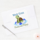 Wat ook drijft je schildpad 2 vierkante sticker (Envelop)