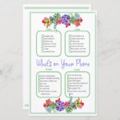 Wat op uw telefoon Succulent Baby shower Game is (Voorkant / Achterkant)