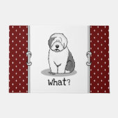 Wat? Oud Engels Sheepdog (Grey 1) Funny Deurmat (Voorkant)