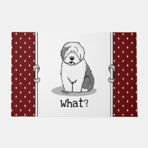 Wat? Oud Engels Sheepdog (Grey 1) Funny Deurmat