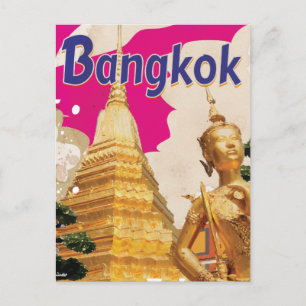 Wat Phra Kaeo Bangkok Vintage Reisposter Briefkaart