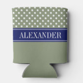 Wat Polka Dot CB Navy Naam Monogram Blikjeskoeler (Achterkant)