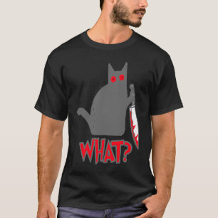 WAT Psycho Kat Moorddadige Kat met Mes T-shirt