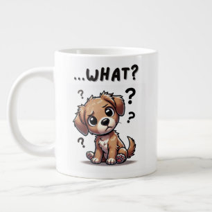 "... wat?" Schattige verwarde Cartoon puppy Extra Grote Beker