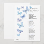 Wat staat er op je Phone Blue Butterflies Game? Kaart (Voorkant / Achterkant)
