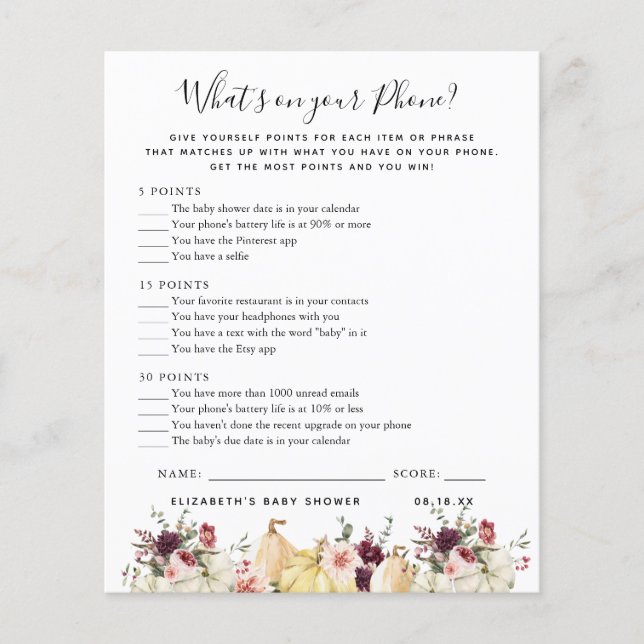 Wat staat er op je telefoon? | BABY SHOWER (Voorkant)