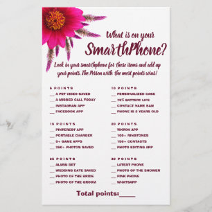 Wat staat er op je telefoon Shower Game Card Paars Flyer