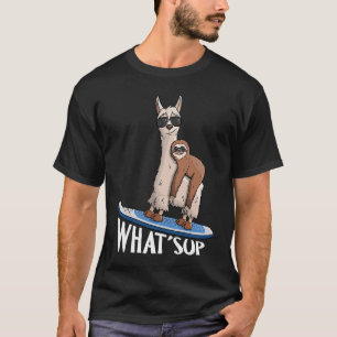 WAT SUP Hipster Sloth en Llama Stand.Up Paddling T-shirt