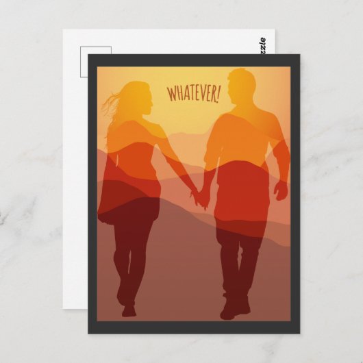 Wat voor eeuwig romantisch koppel handen vasthoudt briefkaart (Voorkant / Achterkant)