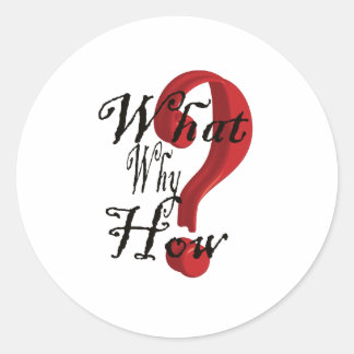 wat waarom hoe vraagteken ronde sticker