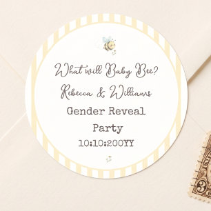 Wat wordt Baby Bee? Preppy Geel Geslacht Onthulli Ronde Sticker