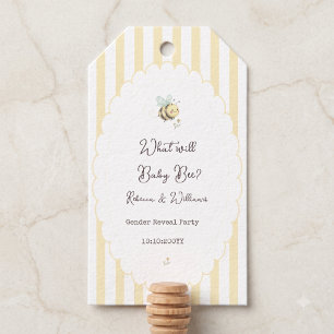 Wat wordt Baby Bee? Preppy Gele Geslachtsreveal Cadeaulabel
