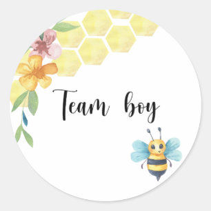 Wat wordt baby bee team boy  ronde sticker