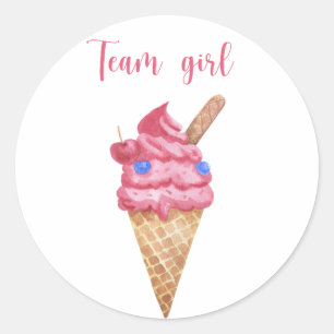 Wat wordt baby team girl ijs ronde sticker