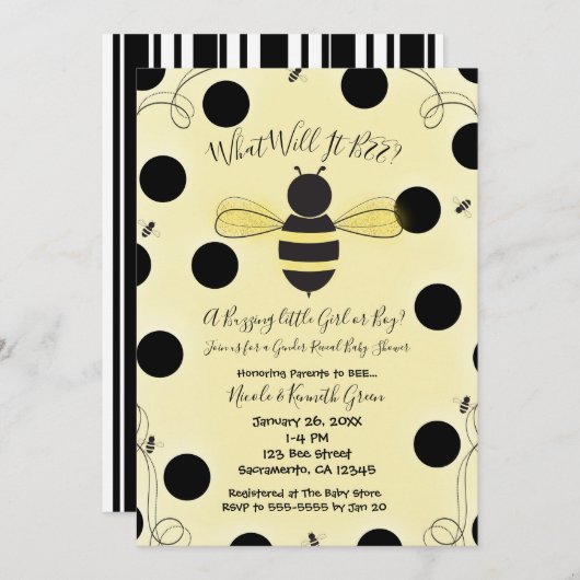 Wat wordt het Gender Reveal Baby shower? Kaart (Voorkant / Achterkant)