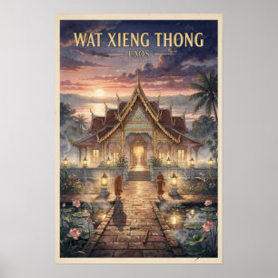Wat Xieng Thong Laos Vintage Reizen Poster