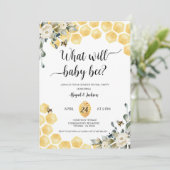 Wat zal baby Bee gender openbaren uitnodiging. Kaart (Staand voorkant)