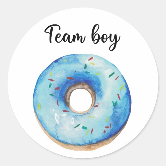 Wat zal baby teamjongen donut krijgen ronde sticker (Voorkant)