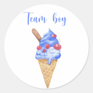 Wat zal baby worden team jongen ijs ronde sticker