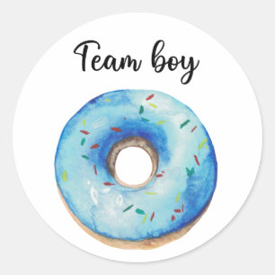 Wat zal baby zijn team jongen donut ronde sticker