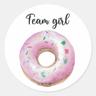 Wat zal baby zijn team meisje donut ronde sticker