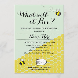 Wat zal het worden? Honey Baby shower Party Invite Kaart