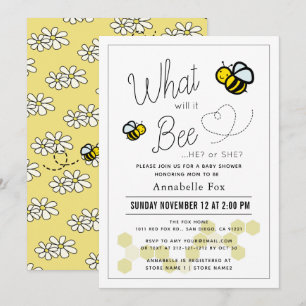 Wat zal het zijn Gender Reveal White Baby shower Kaart