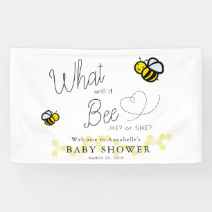 Wat zal het zijn Gender Reveal White Baby shower Spandoek