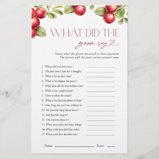 Wat zei de bruidegom Modern Apple Vrijgezellenfees (Voorkant)