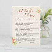 Wat zei de vader Baby shower Game Kaart (Staand voorkant)