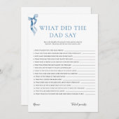 Wat zei de vader Pastel Blue Bow Baby shower Kaart (Voorkant / Achterkant)