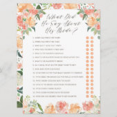 Wat zei hij over zijn Bride Shower Game? Kaart (Voorkant / Achterkant)