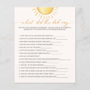 Wat zei papa Sunshine Baby Shower Spel