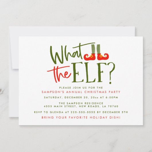 Wat zijn de Elf Christmas Party Uitnodigingen (Voorkant)