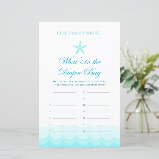 Wat zit er in een luiertas - Baby shower game (Staand voorkant)