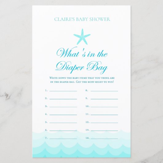 Wat zit er in een luiertas - Baby shower game (Voorkant)