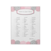 Wat zit er in je handtas? Roze grijs Dahlia Game Notitieblok (Gedraaid)
