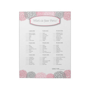 Wat zit er in je handtas? Roze grijs Dahlia Game Notitieblok