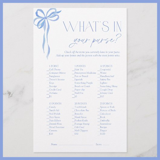 Wat zit er in je portemonnee Blue Bow Vrijgezellen