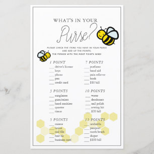 Wat zit er in je Purse Bee White Baby shower Game