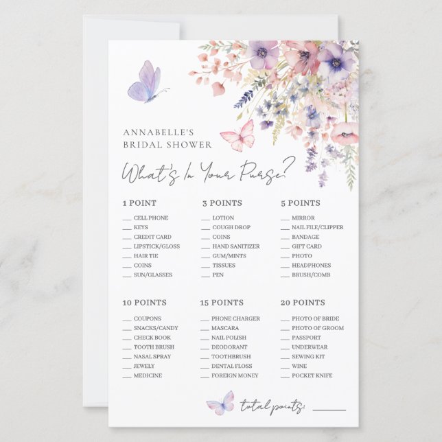 Wat Zit Er In Je Tas Bruids douche Spel (Voorkant)