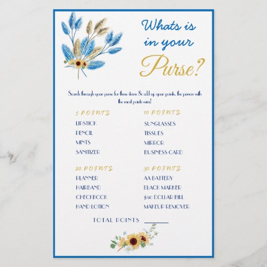 Wat zit er in je tas? Game Kaart Flyer (Voorkant)