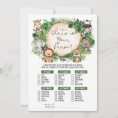 Wat zit er in uw Oerwoud Baby shower Game Kaart (Voorkant)