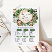 Wat zit er in uw Oerwoud Baby shower Game Kaart